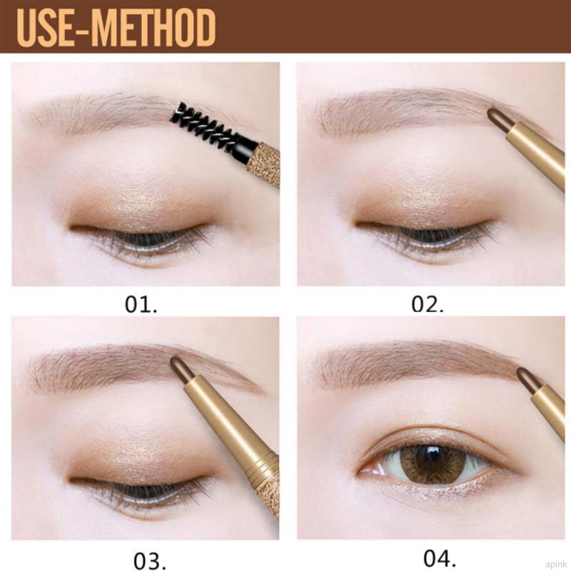 Bộ dụng cụ vẽ lông mày NOVO 7 trong 1 gồm bút kẻ + ngòi thay thế + thẻ tạo hình trang điểm tiện dụng