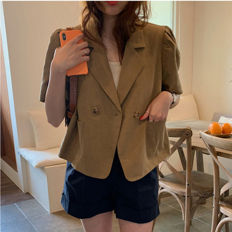 Áo khoác blazer tay phồng cổ chữ V thời trang | BigBuy360 - bigbuy360.vn