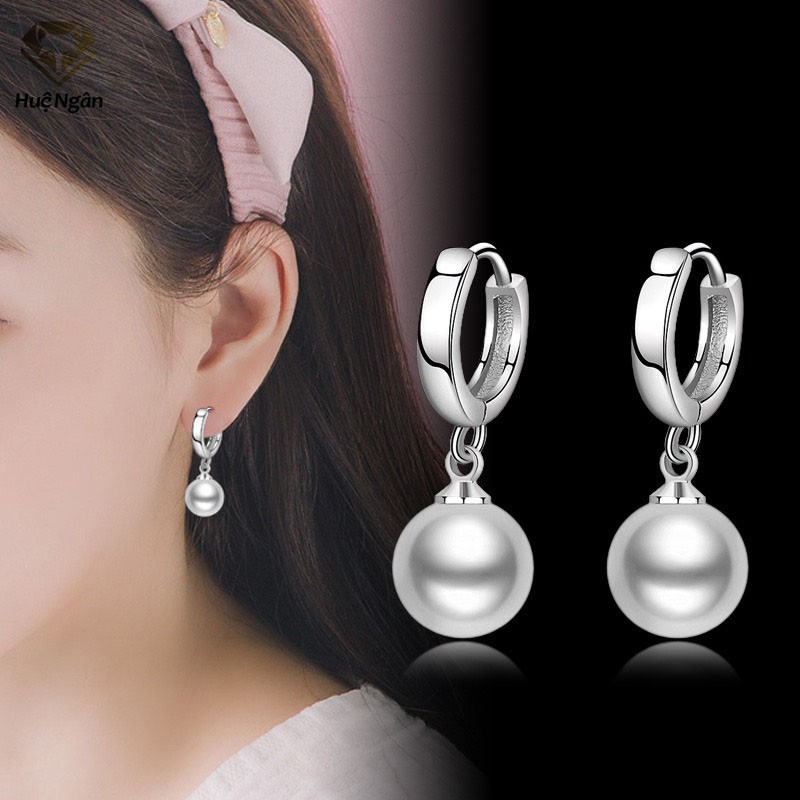 Bông tai bạc Ý 925 Huệ Ngân - Hạt tròn xinh xắn RYE140951