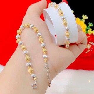 Lắc bi 2 màu mạ vàng + trắng