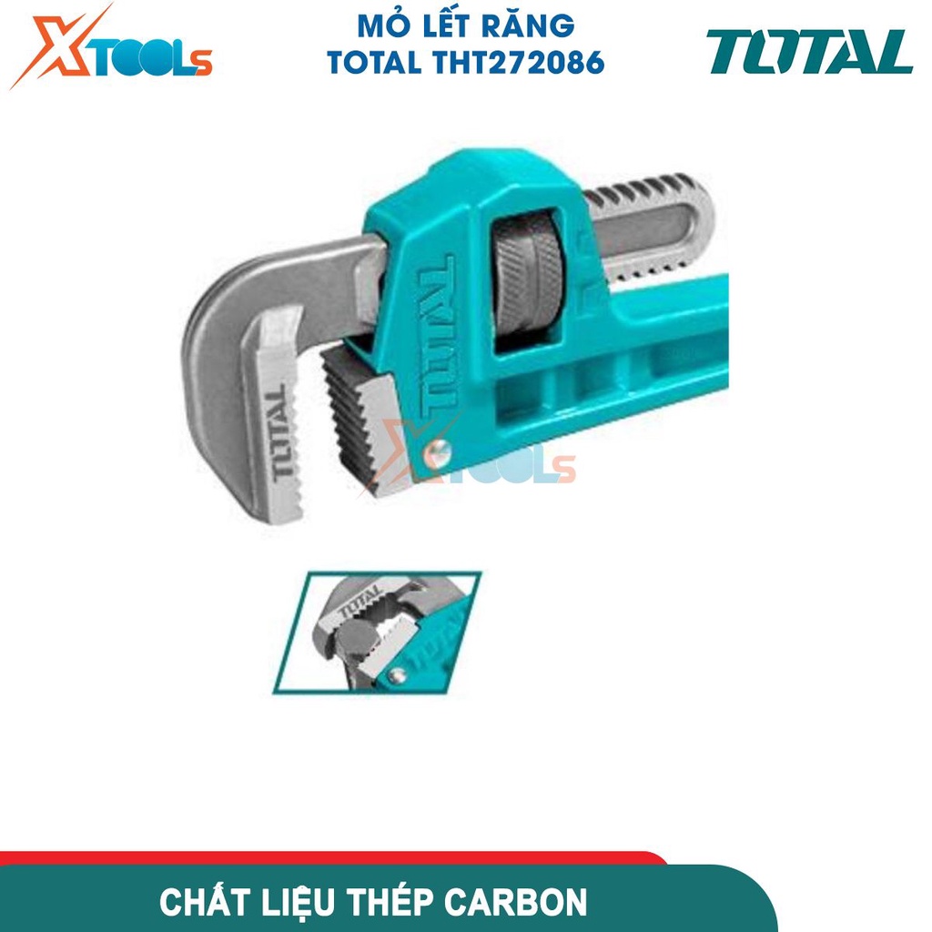 Mỏ lết răng TOTAL, mỏ lết ống nước nhiều kích thước 8''-10''-12''-14''-18''-24'', đường kính kẹp 27mm -CHÍNH HÃNG-XTOOLS