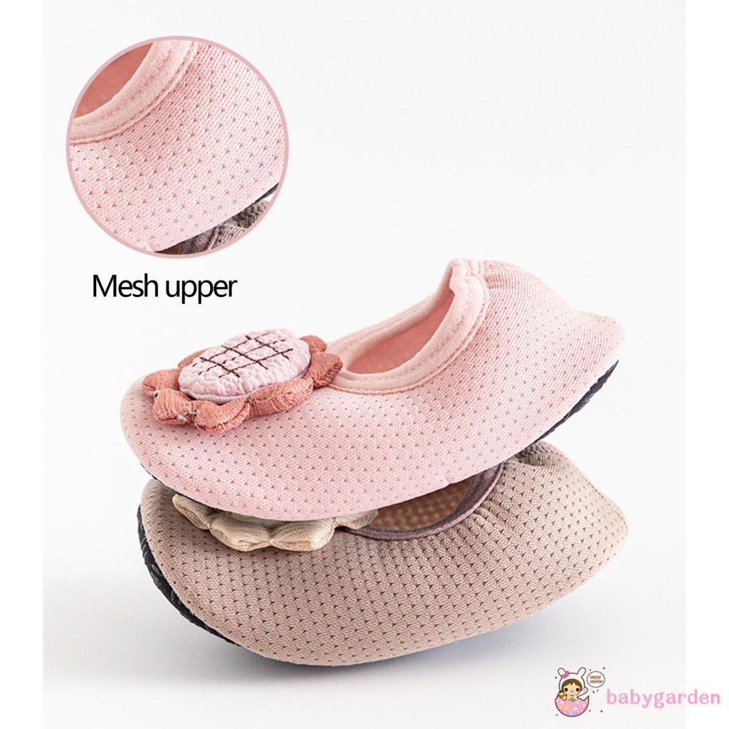 Giày Đế Bằng Chống Trượt Bằng Silicon Mềm Họa Tiết Hoa Hướng Dương Màu Tương Phản Cho Bé Gái