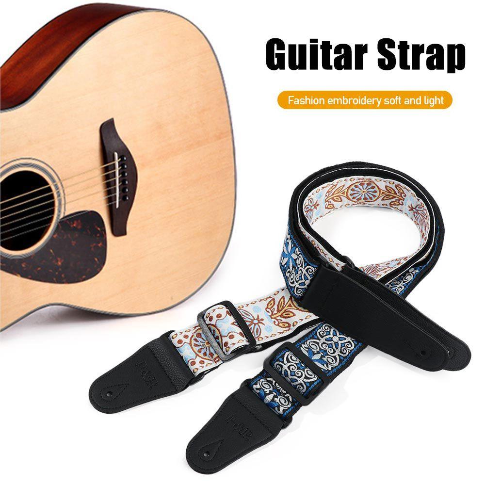 YVE Dây Đeo Đàn Guitar Họa Tiết Thêu Thủ Công Bản Rộng Có Thể Điều Chỉnh