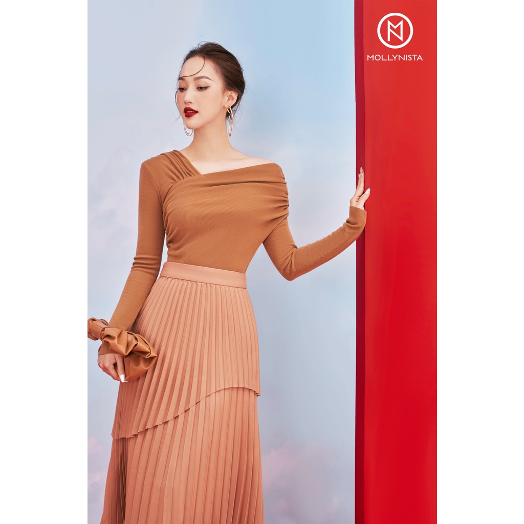 MOLLYNISTA - Áo Mia thun len tăm lệch vai quyến rũ nữ tính thiết kế cao cấp đi chơi đi tiệc gợi cảm