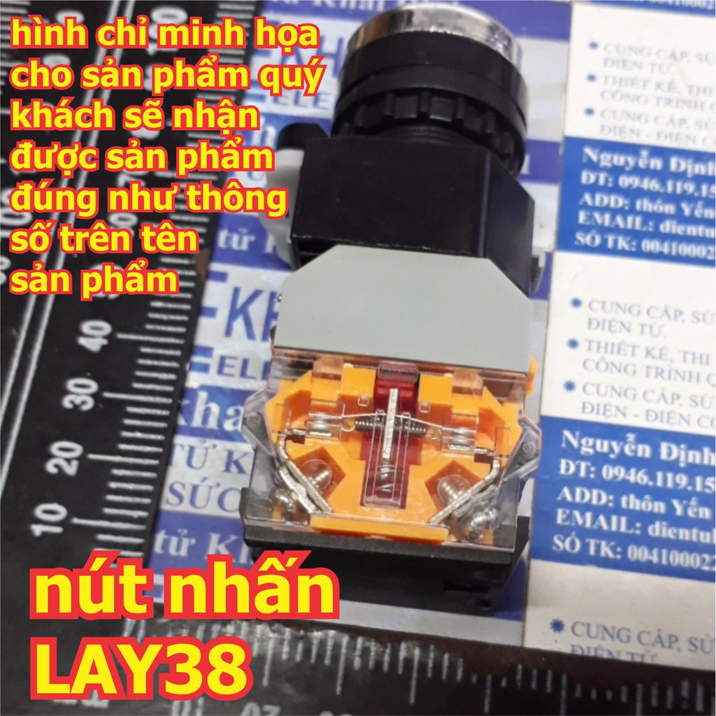 Nút nhấn tủ điện RESET, ấn nhả LAY38-11D, 1 thường đóng, 1 thường mở, phi 22mm, có led áp 24V, có 5 màu kde5594