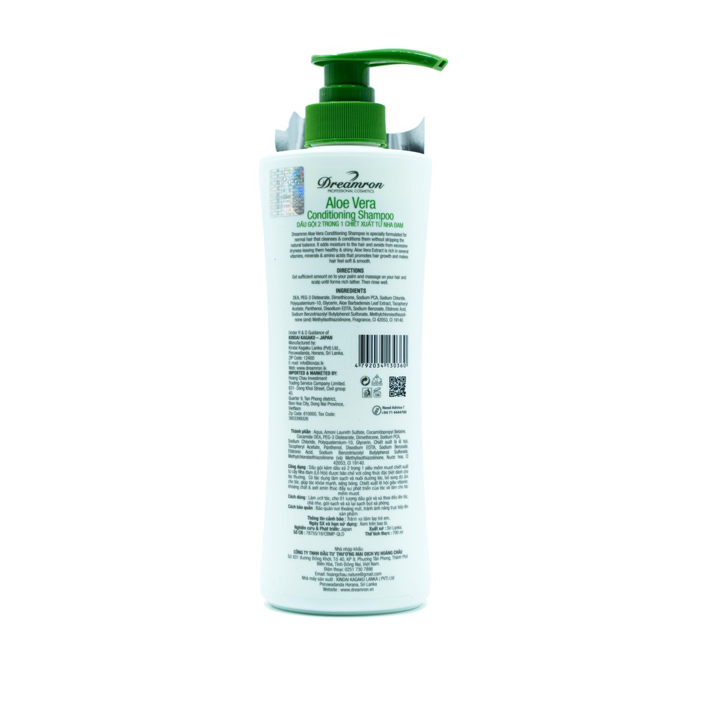 Dầu gội và dầu xả tinh chất lô hội Dreamron - Aloe Vera Conditioning Shampoo 700 ml
