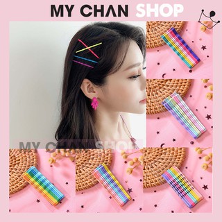 Set 10 Cây Kẹp Tóc Hàn Quốc Xước Màu, Kẹp Tăm Cầu Vồng Nhiều Màu Sắc - 42