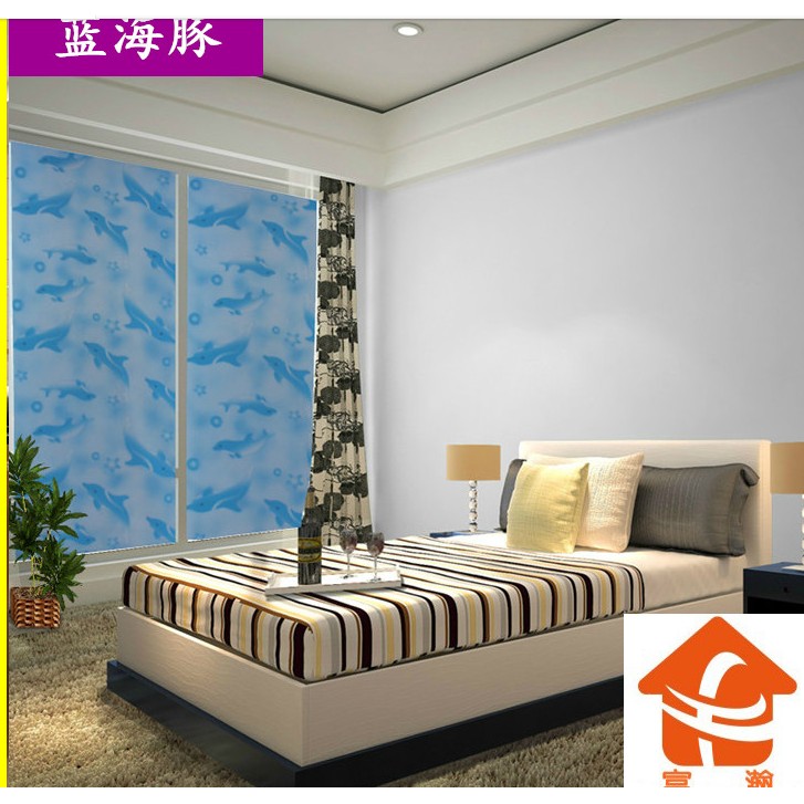 Giấy dán kính cá heo xanh khổ rộng 0.45m