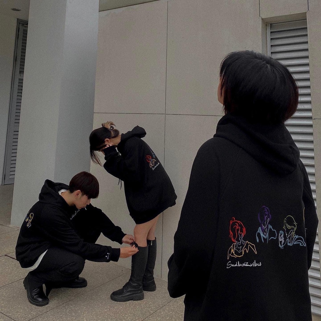 Áo hoodie unisex sadboiz sadboizvibes toss hình thêu áo hoodie dáng rộng nam nữ full tag