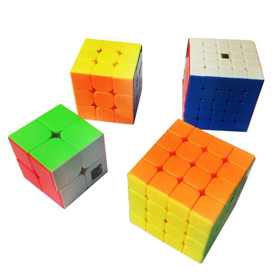 Combo Hộp 4 Rubik Stickerless 2x2 3x3 4x4 5x5 Siêu Xịn