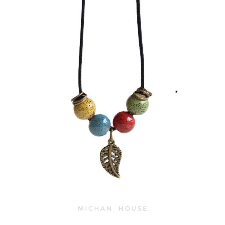 Vòng cổ boho, vòng cổ đính hạt vintage, vòng cổ handmade