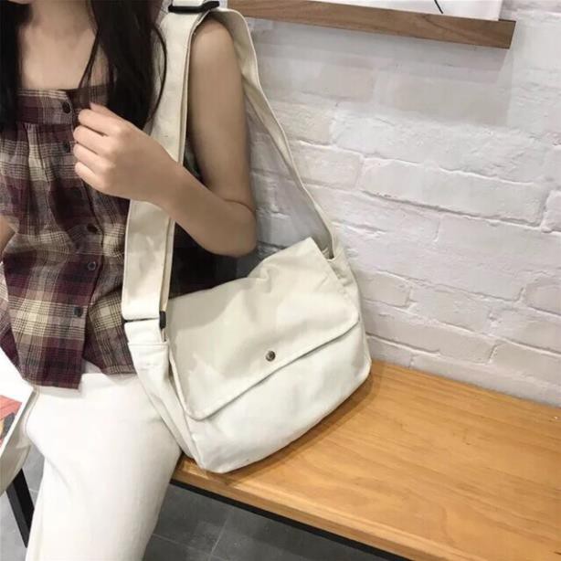 Túi vải tote canvas nữ đeo chéo unisex ulzzang basic trơn Hàn Quốc siêu xinh đi học Tuidepstore | BigBuy360 - bigbuy360.vn