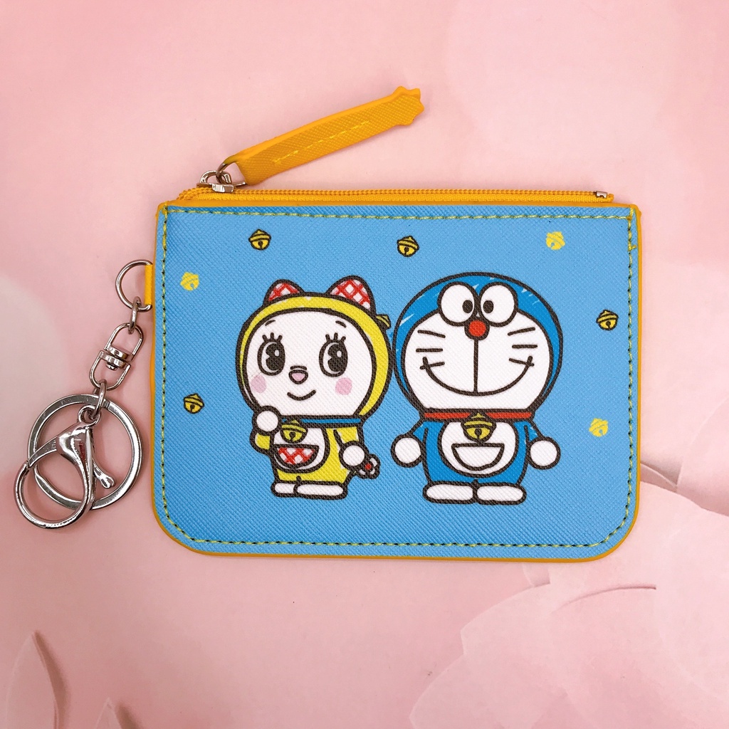 Ví Da Đựng Thẻ / Tiền Xu / Thẻ Họa Tiết Hoạt Hình Doraemon Dễ Thương Kèm Móc Khóa Tiện Dụng Cho Nam Và Nữ