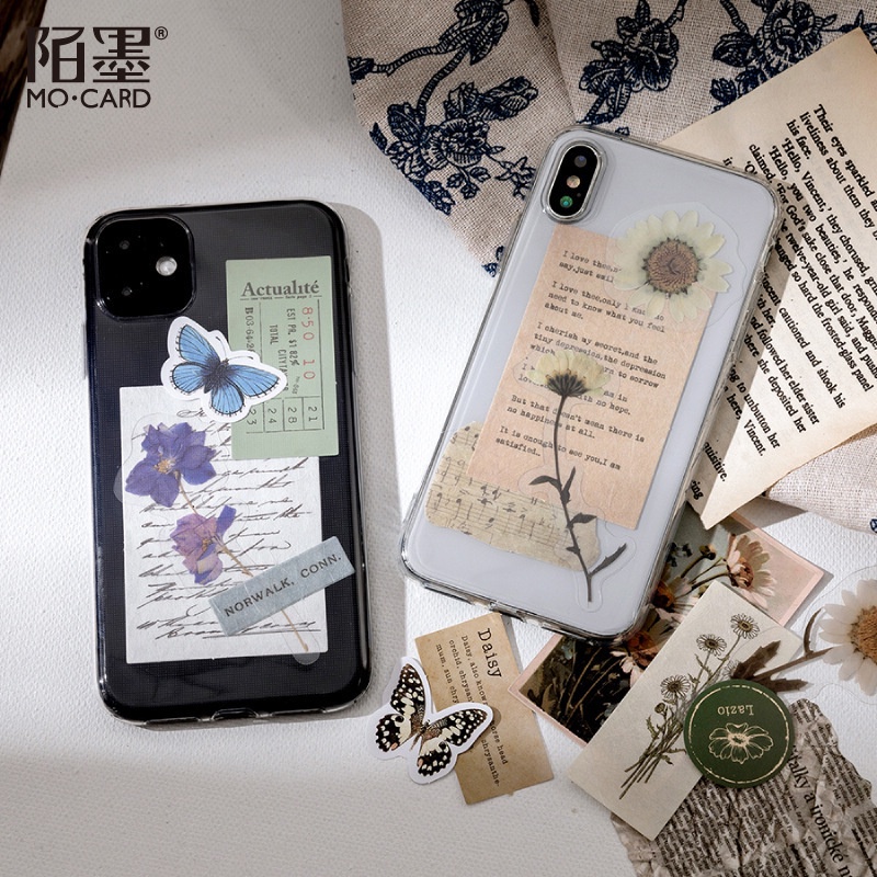 Sticker vintage và giấy nền retro  set 15 tờ trang trí điện thoại sổ tay thẻ làm đồ DIY bullet journal...HD124-K61