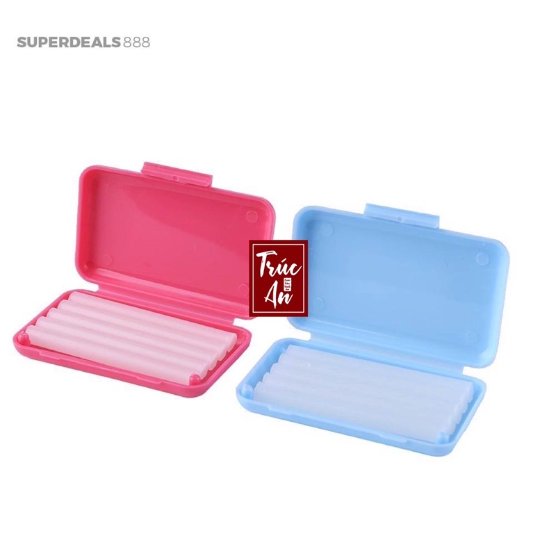 Hộp gồm 5 thanh sáp nha khoa (dài 5cm/thanh) được sử dụng để giảm đ.au và khó chịu khi đeo khí cụ niềng răng