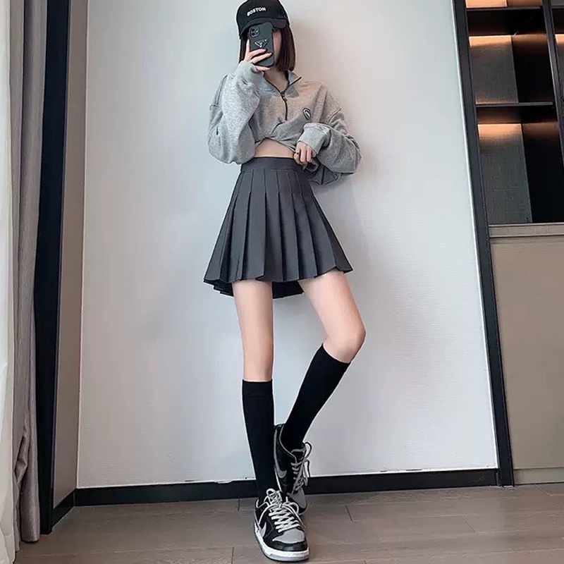 Chân váy tennis basic nâu thời trang Hàn Quốc