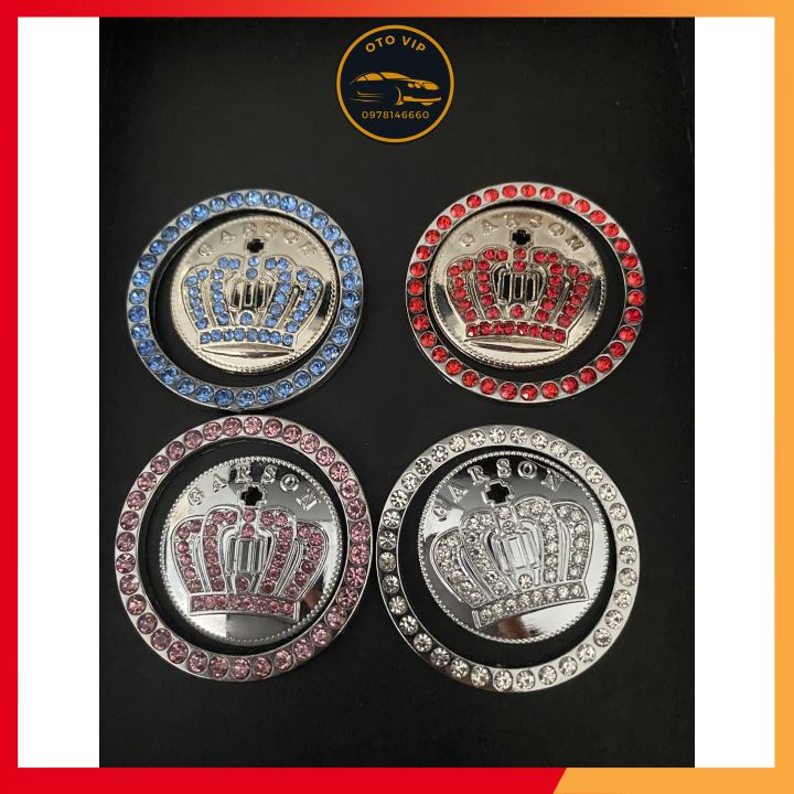Đính đá nút khởi động xe startstop hình vương miện trang trí cho xế yêu lung linh