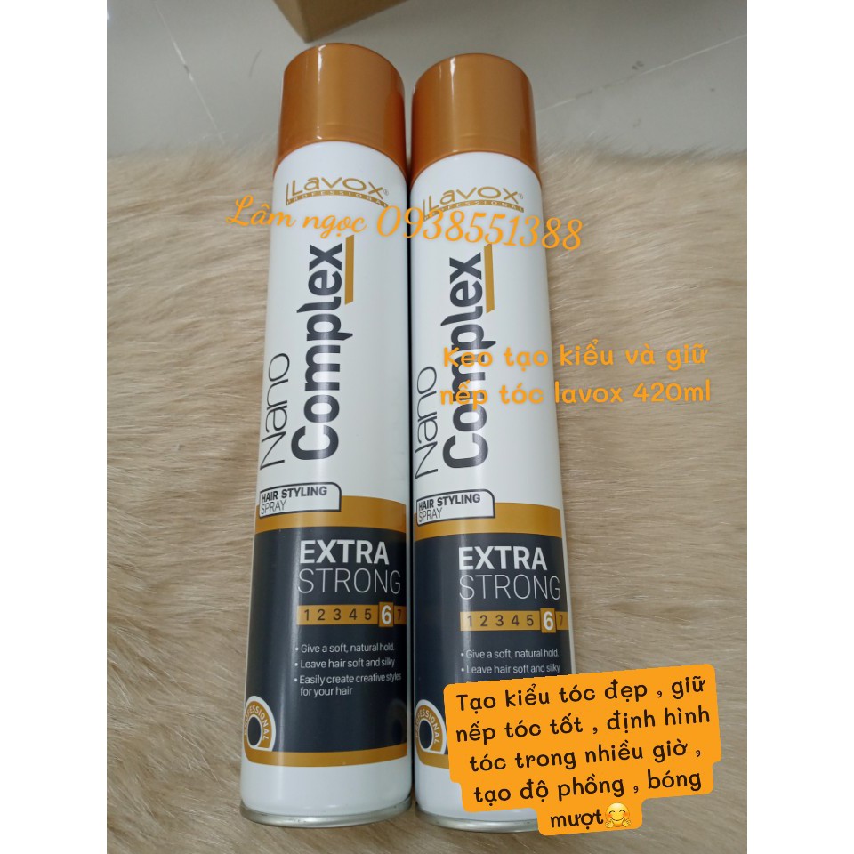 Keo tạo kiểu và giữ nếp tóc LAVOX 420ml  tạo kiểu tóc đẹp, định hình tóc trong nhiều giờ , tạo độ phồng mượt