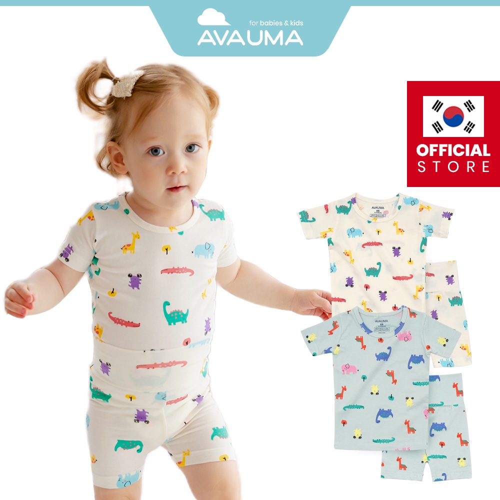 Bộ đồ ngủ AVAUMA vừa vặn tay ngắn vải cotton nhiều họa tiết dành cho bé trai bé gái 6 tháng - 4 tuổi