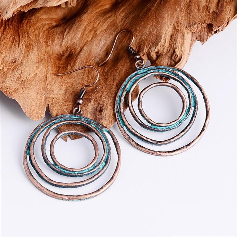 Fashion Vintage Round Earring Pendant Bohemian Punk Style Earrings Creative Girls Jewelry