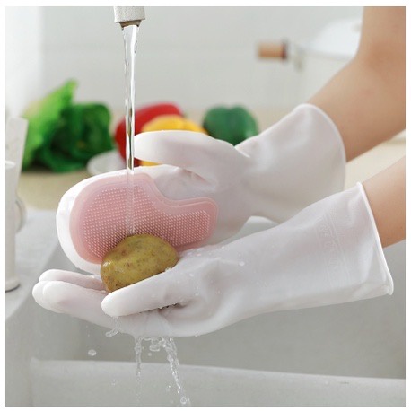 Găng tay rửa chén silicon có gai, bao tay rửa bát có gai tạo bọt, găng tay rửa bát silicon có lớp gai chịu nhịệt