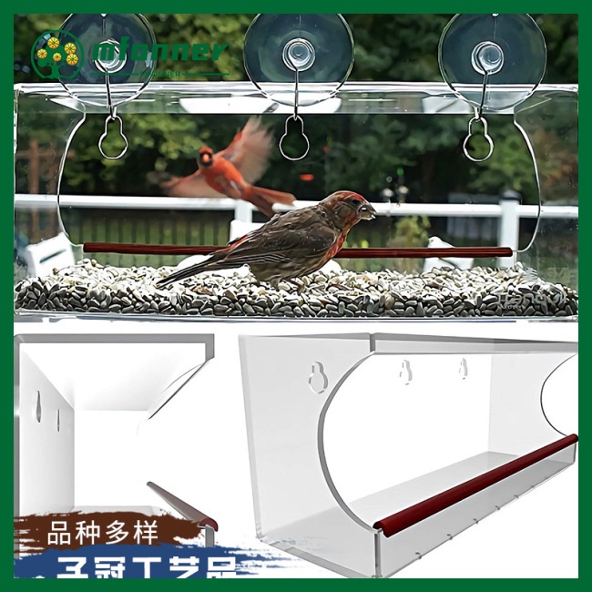 Khay Đựng Thức Ăn Cho Chim Bằng Acrylic Trong Suốt Gắn Cửa Sổ Độc Đáo