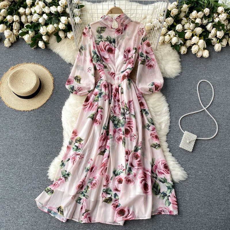 Đầm tay dài dáng suông họa tiết hoa nhí 4 màu đủ size siêu xinh