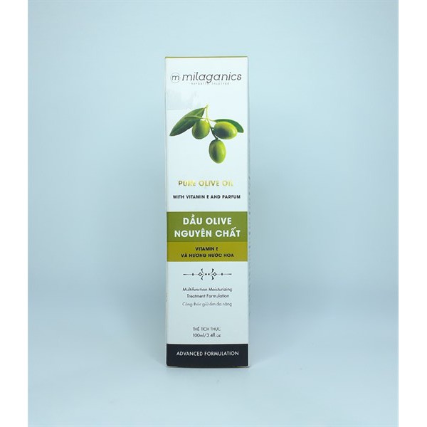 Dầu Olive Nguyên Chất Milaganics Vitamin E và Nước hoa 100ml