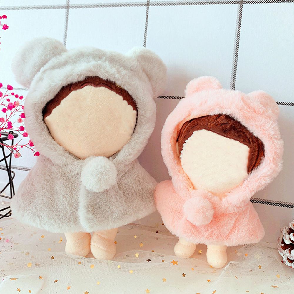 outfit doll 20cm Áo choàng vải lông thiết kế tai gấu đáng yêu mềm mại dành cho búp bê
