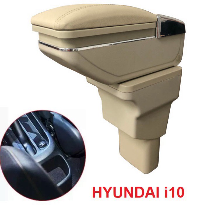 Sản Phẩm Hộp tỳ tay xe hơi, ô tô dành cho xe Hyundai i10 mã JDZX-i10: Màu Đen và Kem .