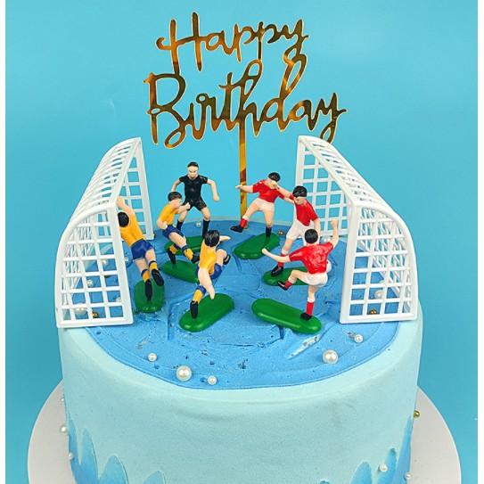 Mô hình cầu thủ bóng đá và cổng, mô hình đội bóng trang trí bánh kem, topper cake
