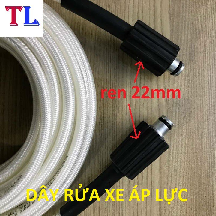 ỐNG DÂY RỬA XE ÁP LỰC CAO 10m 15m 20m 30m (lắp súng ren 22mm)