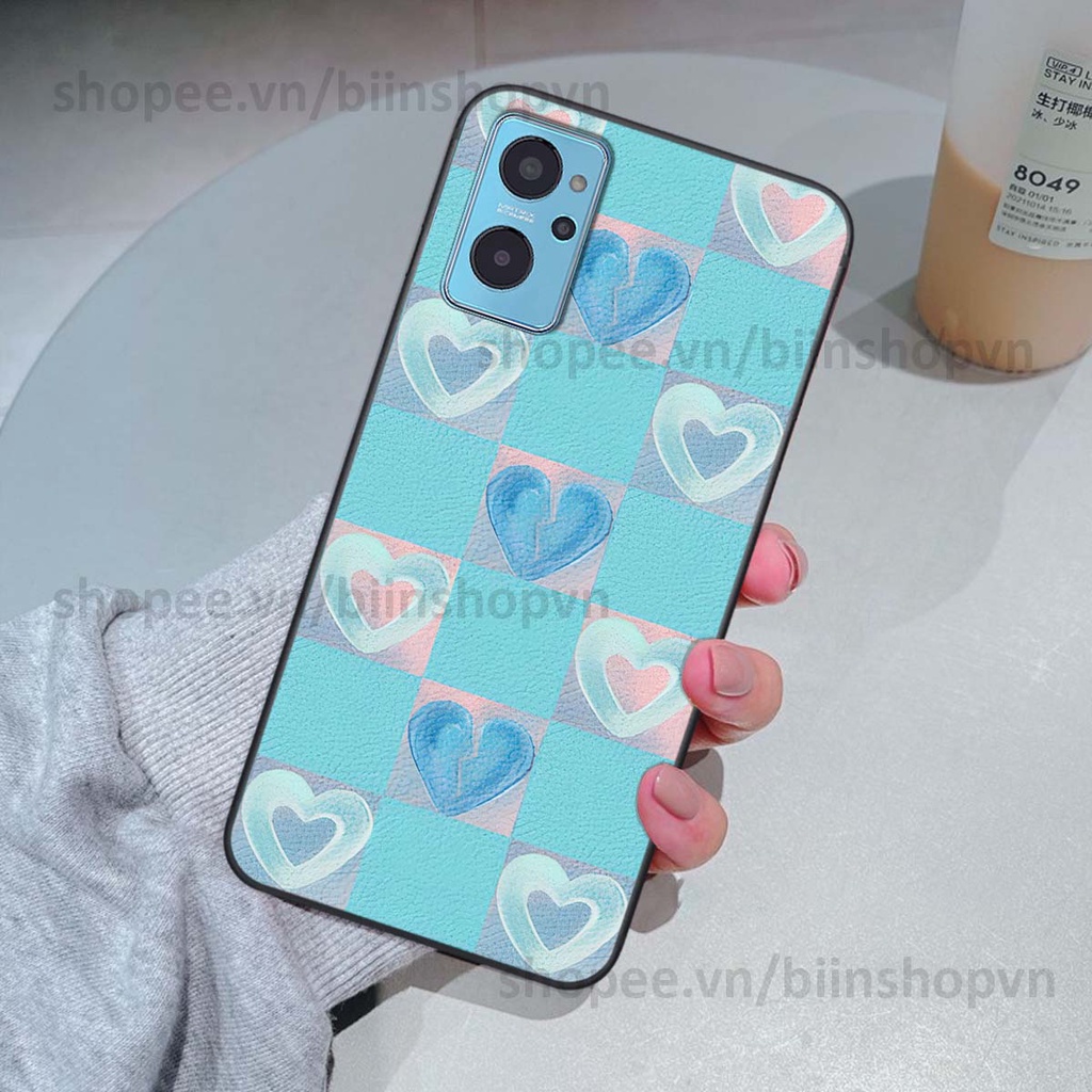 Ốp Realme 9i caro trái tim nhiều màu sắc, đầy cá tính, khẳng định phong cách