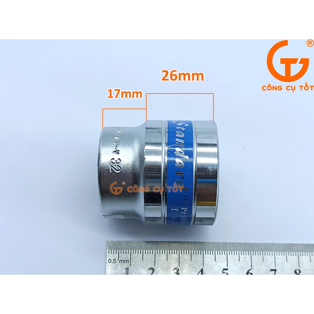Bộ 19 đầu tuýp lục giác Standard 1/2inch 8-32mm