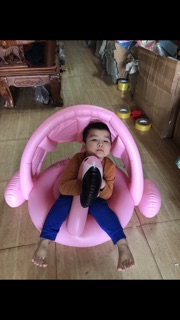 Phao Bơi Trẻ Em Thiên Nga Hồng Có mái che