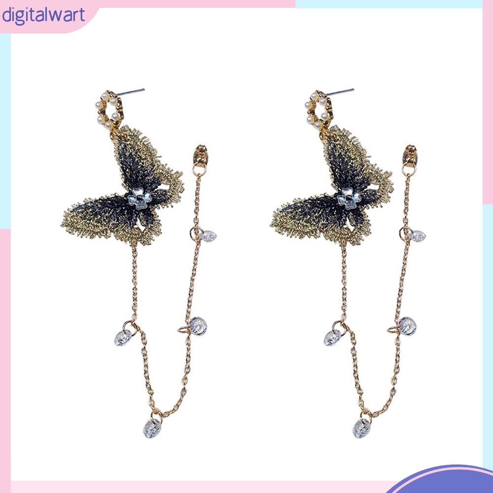 Đôi khuyên tai dài hình bươm bướm đính đá thời trang cho nữ