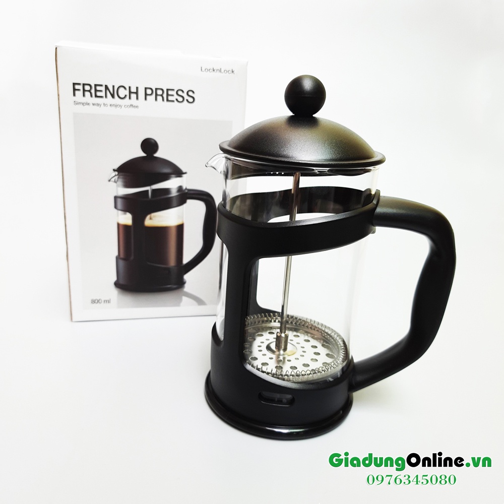 Bình Thủy Tinh Pha Trà Cà Phê Lock&amp;Lock French Press 800ml LLG018