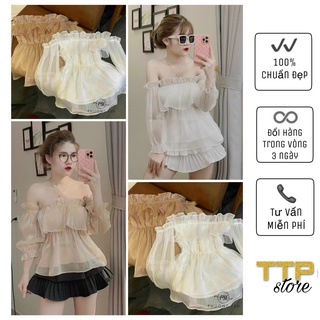 [HÌNH THẬT] ÁO BABY DOLL TRỄ VAI TAY DÀI LỤA TƠ VIỀN BÈO MAY 2 LỚP HÀNG QUẢNG CHÂU THIẾT KẾ CAO CẤP TTP STORE