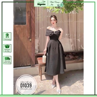 BIGSIZE Đầm trễ vai đính ngọc maxi D1039