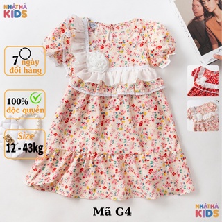 Váy bé gái g4 chất lanh lụa cực mát mùa hè size đại từ 12-43kg