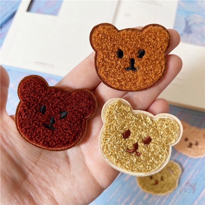 ☸ Sticker Ủi Thêu Hình Đầu Gấu Dễ Thương ☸ 1 Cái Tự May Thêu Trên Sắt Trên Huy Hiệu Miếng Vá
