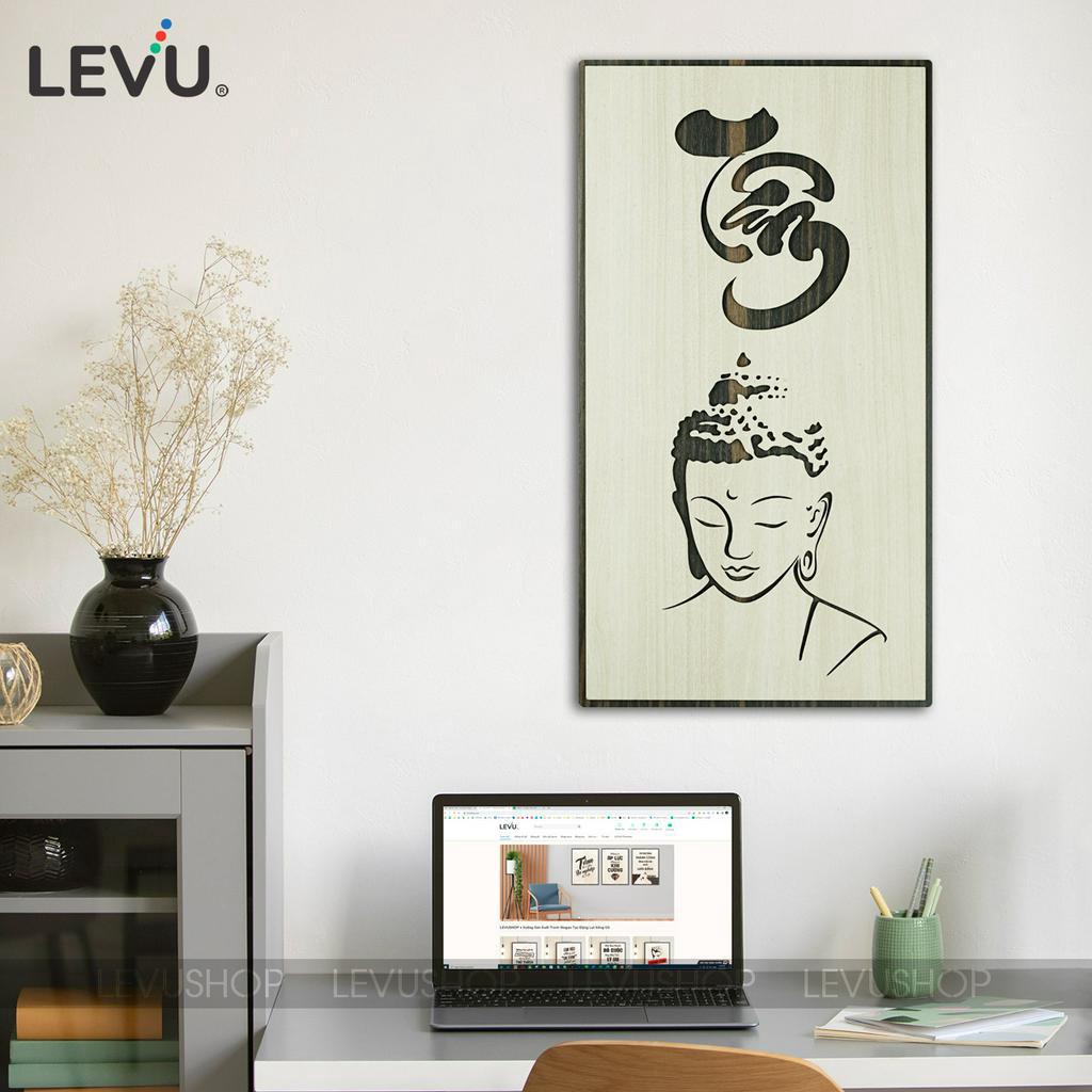 Tranh chữ Thư Pháp treo tường bằng gỗ chính hãng LEVU Việt Nam kích thước 30x55cm