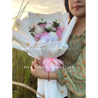Bó Hoa sáp cao cấp mix hoa phăng tặng kèm túi và thiệp