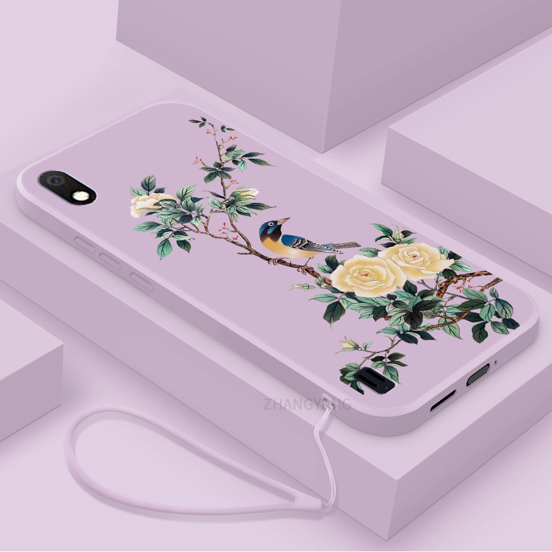 Ốp Điện Thoại TPU Mềm Họa Tiết Hoa Và Chim Có Dây Đeo Cho Samsung a10