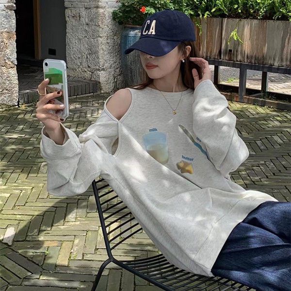 Áo Sweater Cổ Tròn Tay Dài Dáng Rộng In Họa Tiết Thời Trang Mùa Thu 2022 Mới Cho Nữ