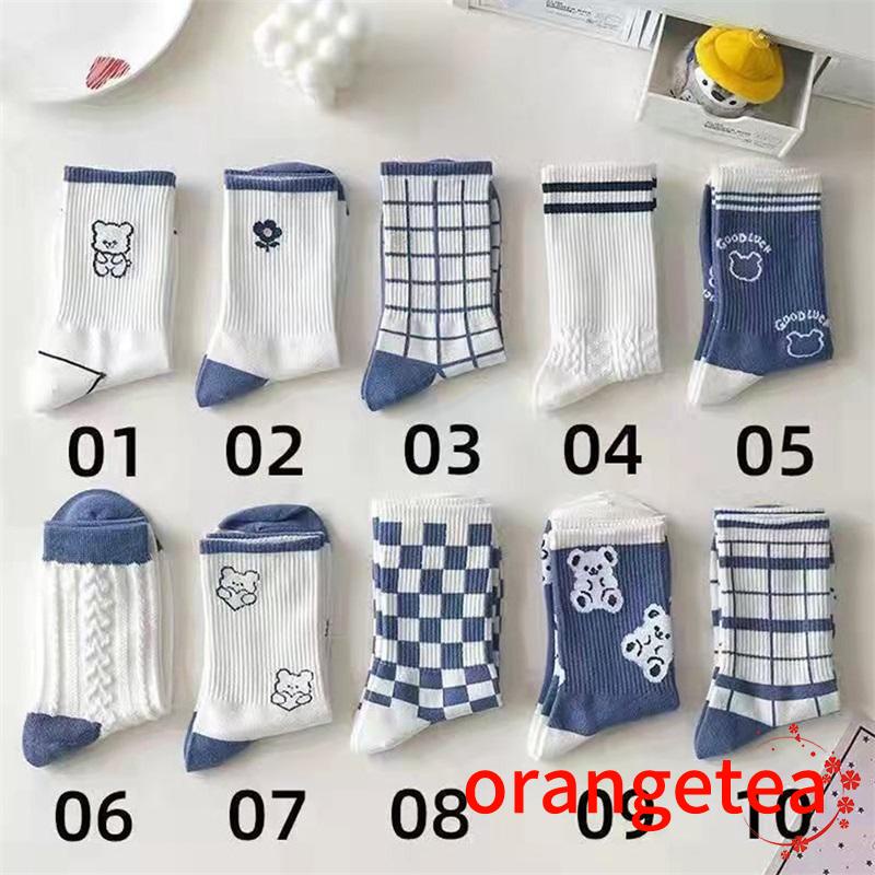 Tất dệt kim thoáng khí chống trượt in họa tiết hoạt hình dễ thương cho nữ