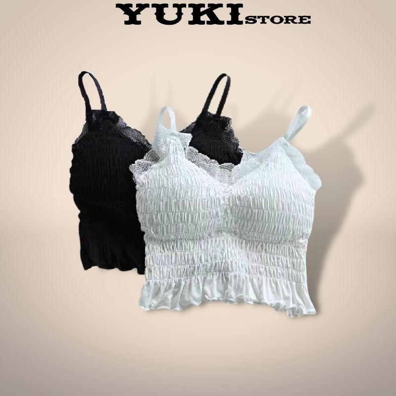 Áo bra 2 dây sexy nhún viền ren có lót ngực YUKI STORE 077