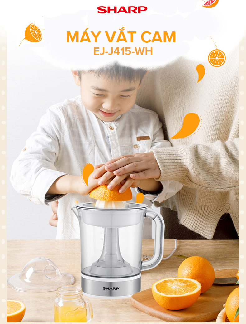 Máy Vắt Cam Sharp EJ-J415-WH Dung Tích 1.5L ( Màu Trắng) - BH 12 tháng