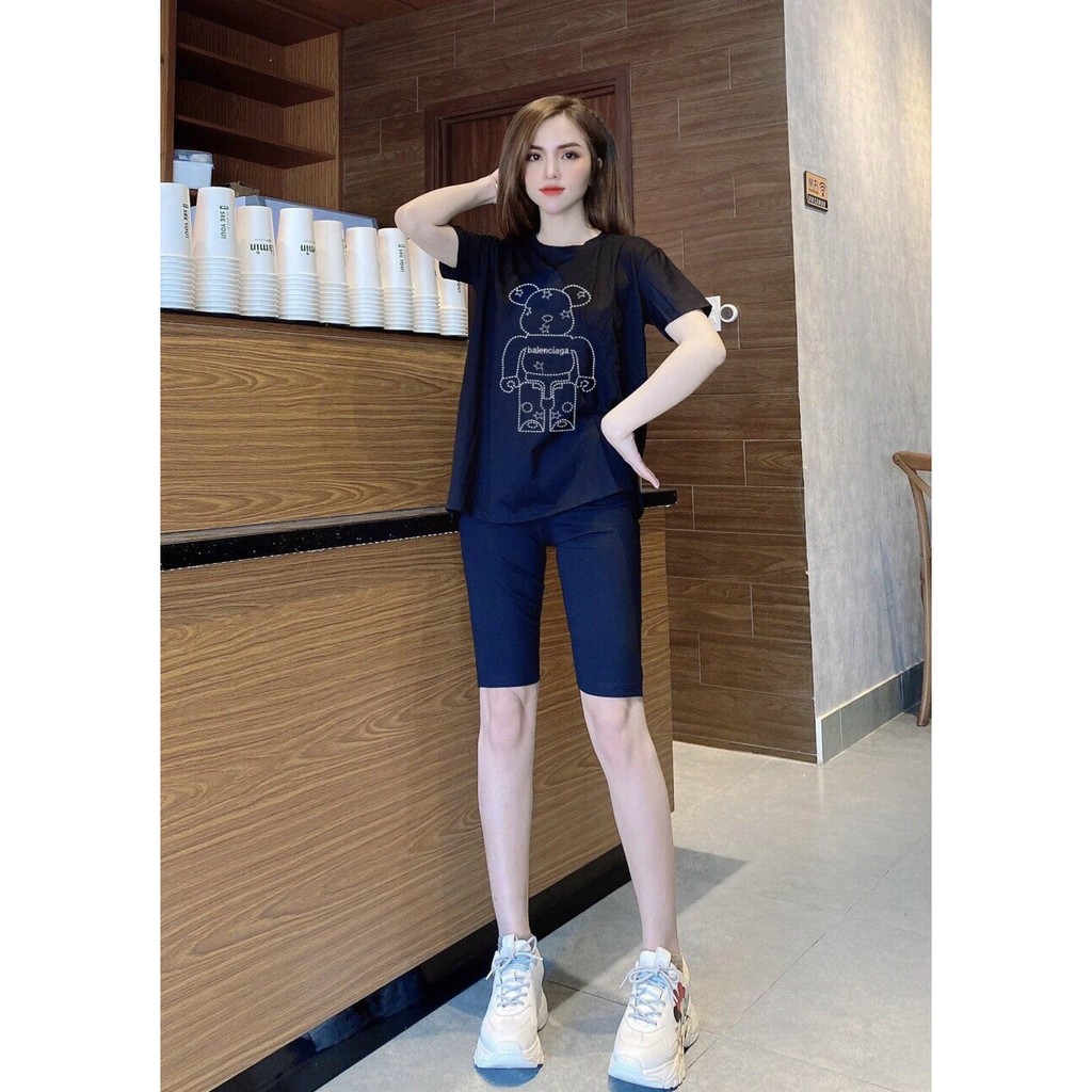 Đồ bộ thun cotton in gấu dễ thương, đồ bộ nữ phom rộng tilot thun cotton cực đẹp và nhẹ nhàng size 40-62kg.