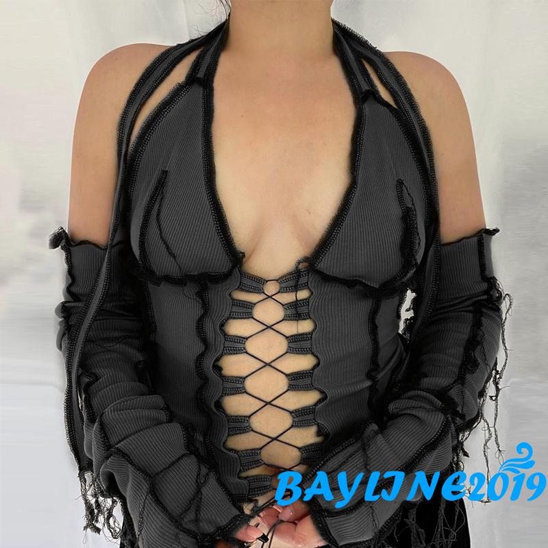 Áo Kiểu Khoét Lỗ Gợi Cảm Phối Đôi Găng Tay Thời Trang Cho Phụ Nữ